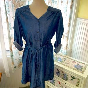 Market & Spruce Large Denim Jean Shirt Dress shirt button up dress belted